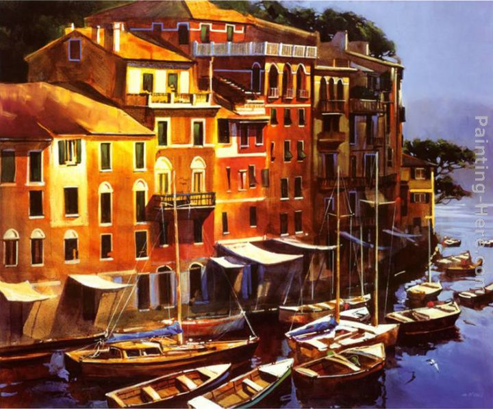 Mediterranean Port painting - Michael O'Toole Mediterranean Port art painting